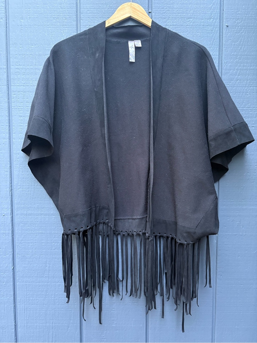 Alya Black Fringe Open Front Cardigan